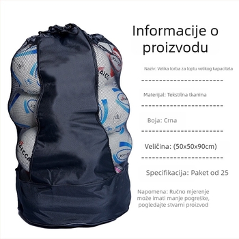 Mrežasta torba za pohranu lopti za nogomet, košarku i odbojku — velika kapaciteta