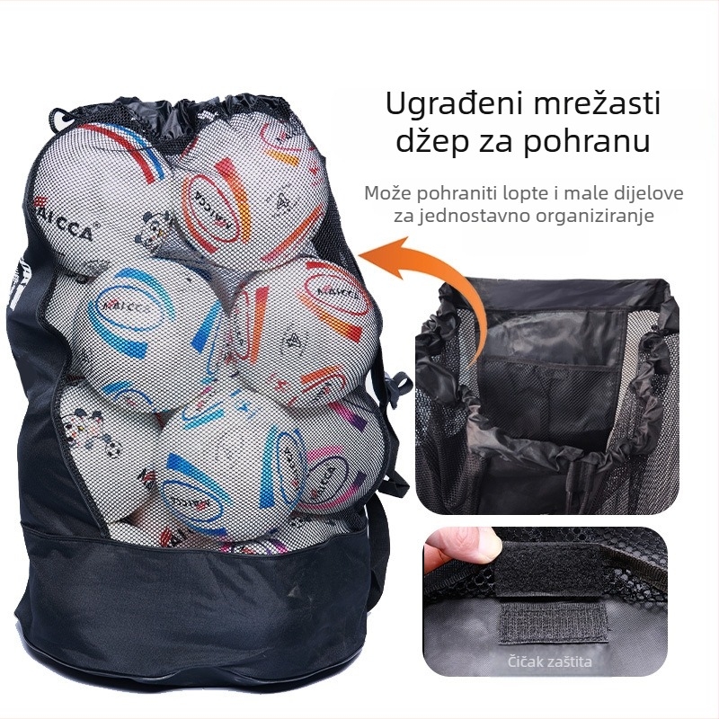 Mrežasta torba za pohranu lopti za nogomet, košarku i odbojku — velika kapaciteta