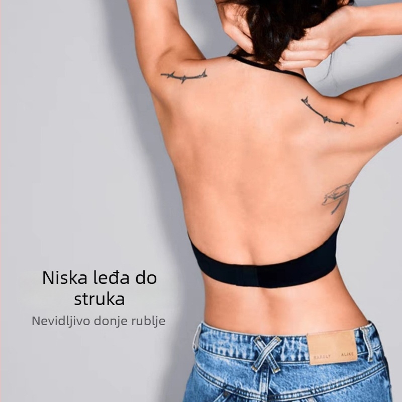 Bezešumni grudnjak s halterom, križnim stražnjim dijelom, U-oblik, tanak i nevidljiv