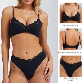 Granično-francuskog stila seksi čipkasto donje rublje s floralnim obrubom, push-up grudnjak, brzo sušenje, prozračan set za žene