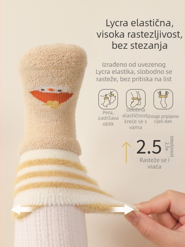 Čarape za bebe s crtežom zimu, debeli unutarnji protuklizni čarapice za pod, za dječake i djevojčice, bezšivne za učenje hodanja