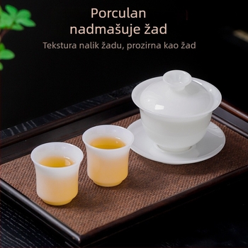 Porcelanski čajni set s gaiwanom i gong dao beiem, visoke kvalitete, prilagodljiv logo