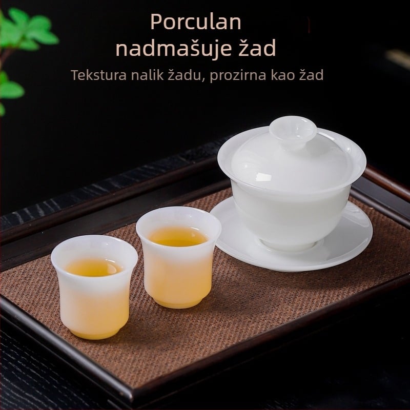 Porcelanski čajni set s gaiwanom i gong dao beiem, visoke kvalitete, prilagodljiv logo