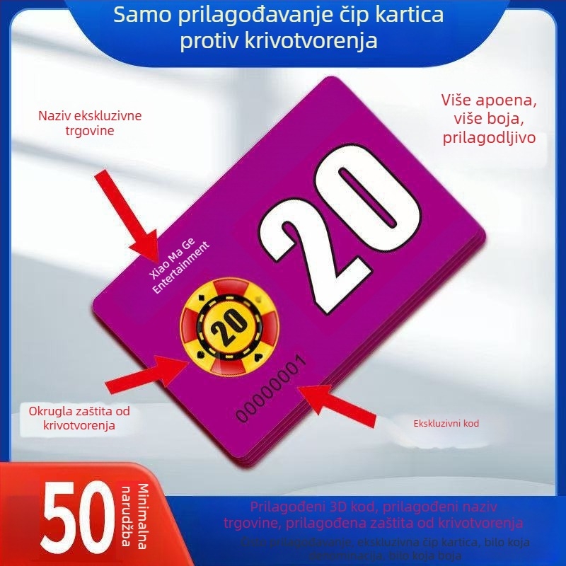 Plastični žetoni za Mahjong i kartice za igranje, otporni na habanje i vodootporni, posebni tokeni za dvorane za igre, besplatan dizajn