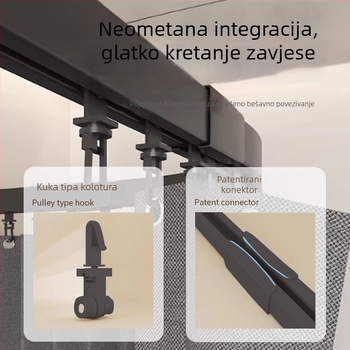 Crna visokokvalitetna zakrivljena sklopiva kvadratna šina za zavjesu tuša u kupaonici, protiv plijesni