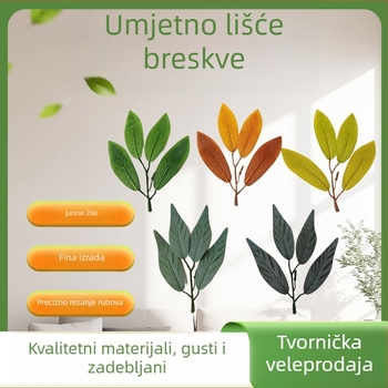 Umjetni listovi breskve, zelene biljke, umjetni izdanci, visokokvalitetni dekorativni listovi, ručno izrađeni dodaci za buket, dodaci za aranžmane bonsaija