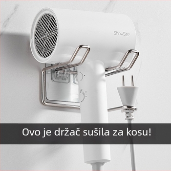 Držač za sušilo za kosu od nehrđajućeg čelika, zidni nosač, bez bušenja, kupaonica