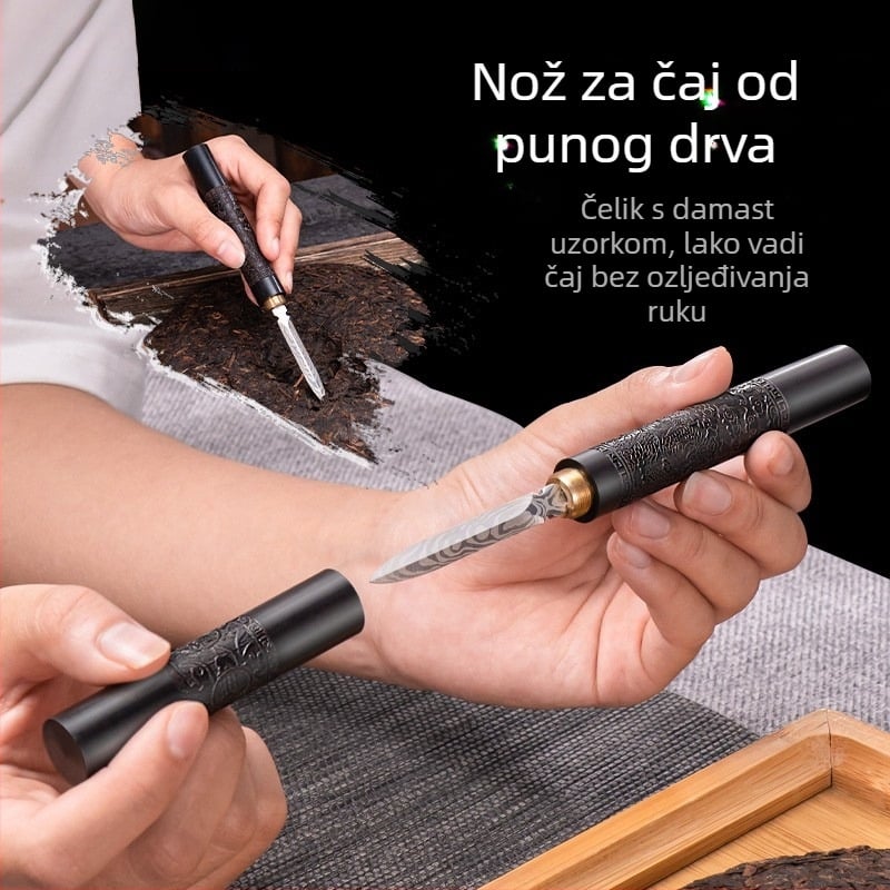 Čajni nož Pu'er čaja, nehrđajući čelični alat za otvaranje blokova čaja, bijela četkica za čaj, veliki set dodataka za čaj