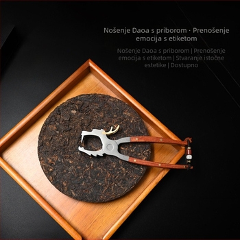Set alata za čaj od nehrđajućeg čelika i ljubičastog sandalovog drveta: čajni štipaljke, igla za čaj, nož za čaj, otvor za čaj Pu'er za kolač/brick, škare za listove čaja Pu'er