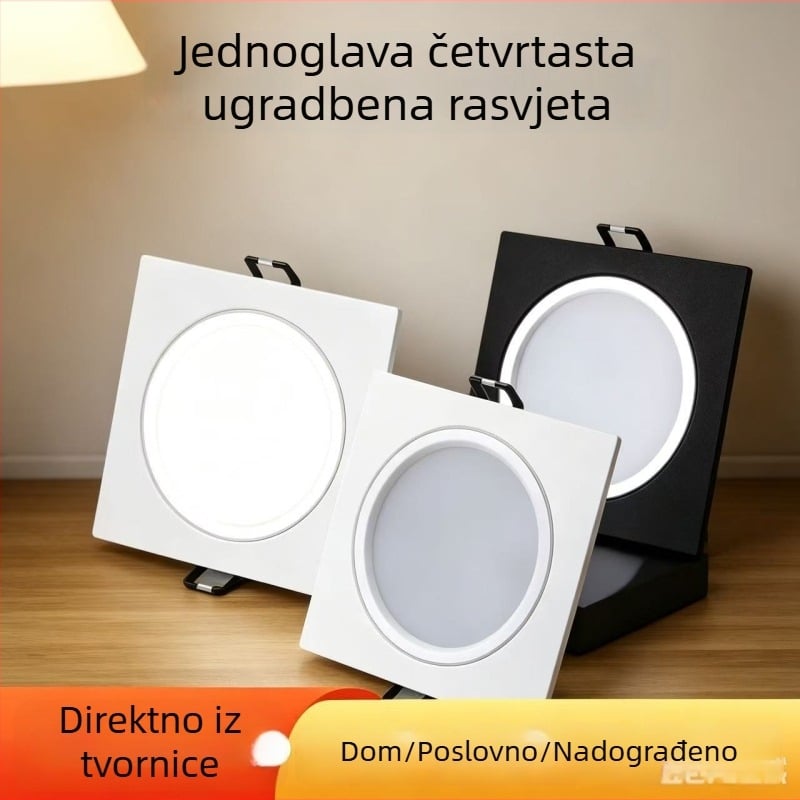 LED rešetkasto svjetlo, downlight s jednim glavom, pravokutno stropno svjetlo, ugrađeni rešetkasti downlight, veličine 10x10 cm i 15x15 cm