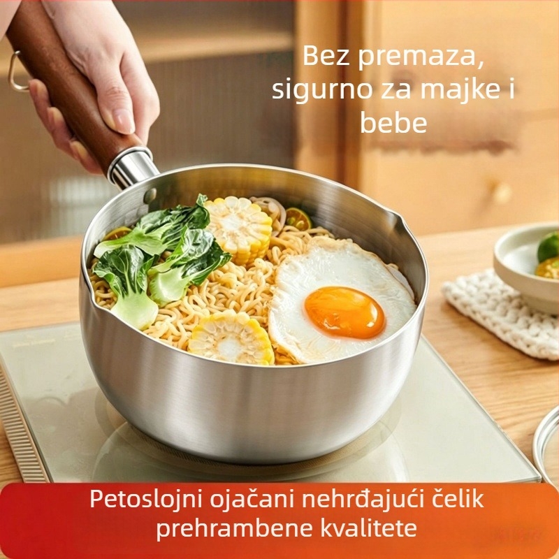 Nehrđajući čelični mini lonac za bebino mlijeko i hranu, non-stick lonac za juhe i instant rezance