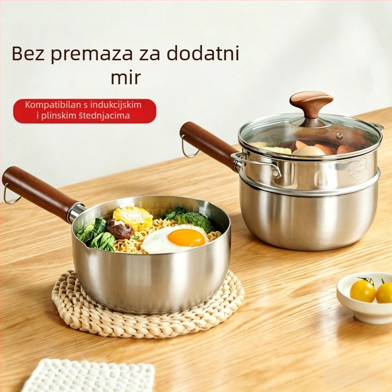 Nehrđajući čelični mini lonac za bebino mlijeko i hranu, non-stick lonac za juhe i instant rezance