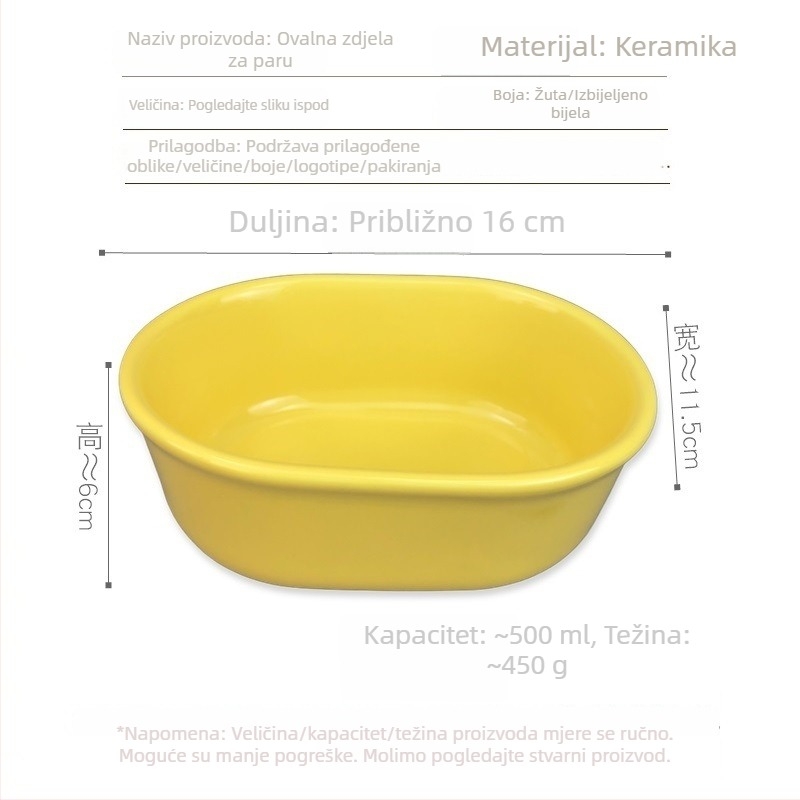 Ovalna porcelanska zdjela za para riže i juhe, zdjela od cijelih žitarica za kremastu juhu, mikrovalna kompatibilna, obrok s malo masnoće