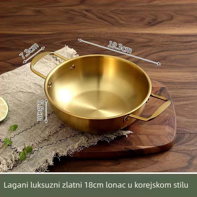 Nehrđajući čelik ramen lonac, korejskog stila, mini lonac za jednu porciju, lonac za juhu s morskim plodovima