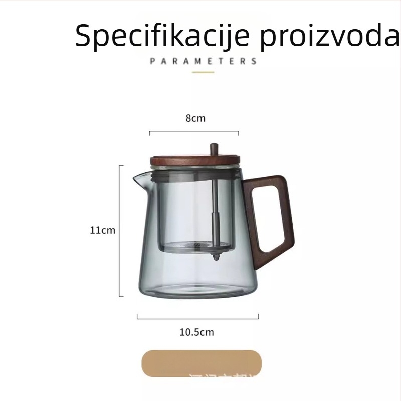 Piaoyi Cup čajnik sa staklenim unutarnjim dijelom, filtr za čaj i pritisni uređaj za pripremu čaja, 650 ml