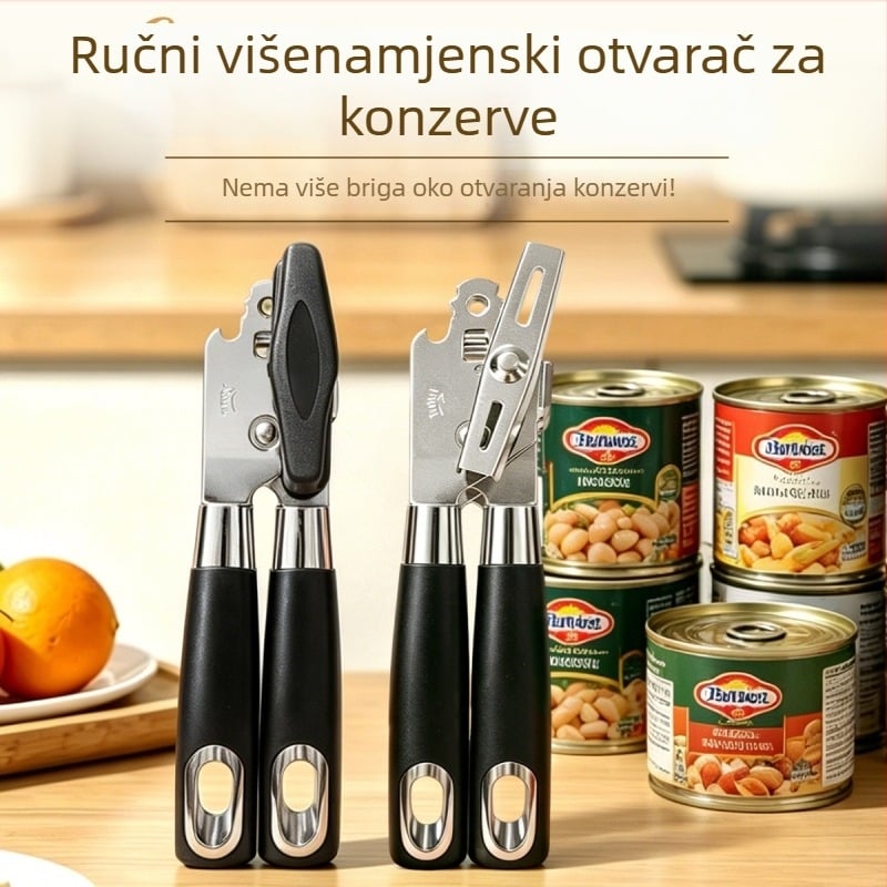 Ručni otvarač za konzerve i boce od nehrđajućeg čelika, višenamjenski kuhinjski alat