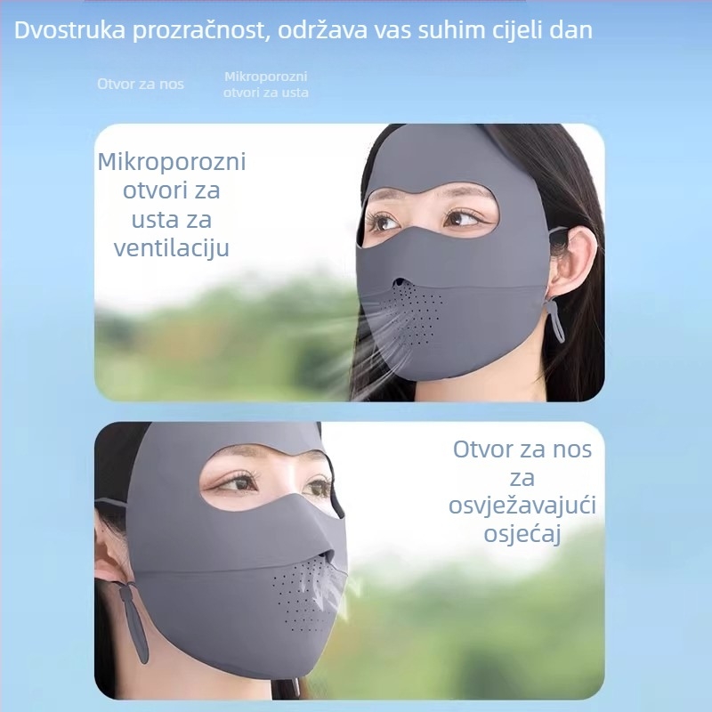 Ženska zaštitna maska za sunčevu zaštitu lica, UV zaštita, prozračna maska od ledenog svile, za vožnju i biciklizam