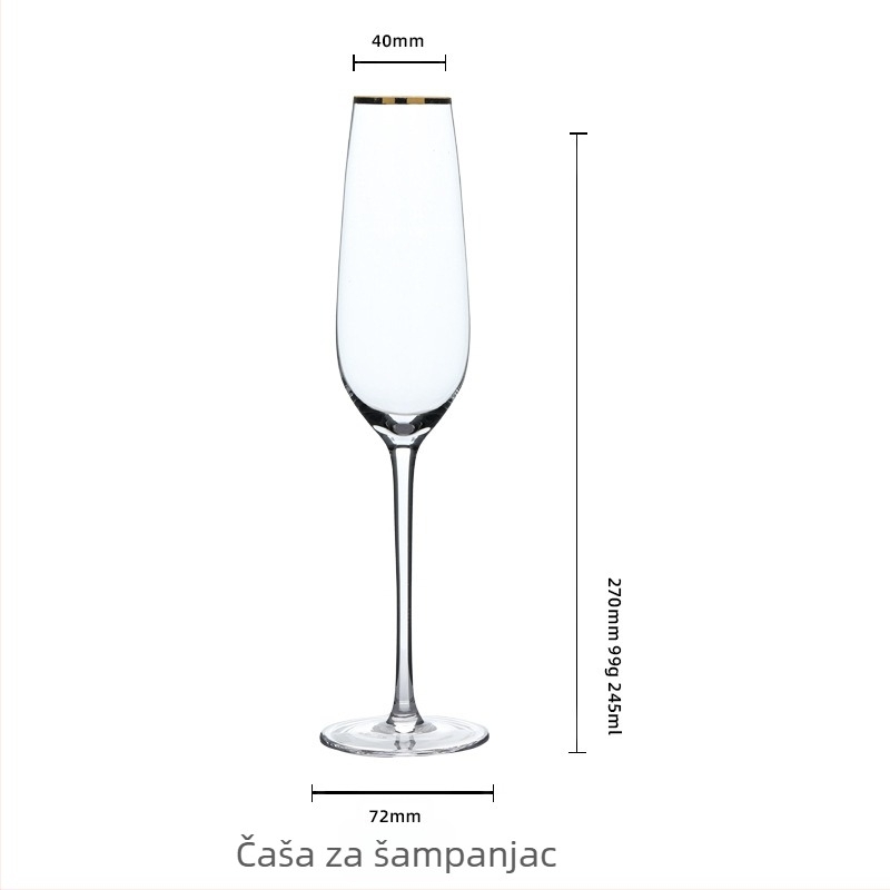 Kristalna čaša za crveno vino, čaša šampanjca s visokim stalkom, INS stil — dar za vjenčanje