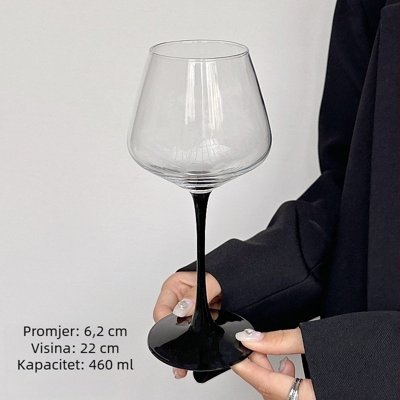 Čaša za crveno vino u europskom stilu od kristalnog stakla, visoka čaša s crnim leptir-uzorkom, burgundijsko vino