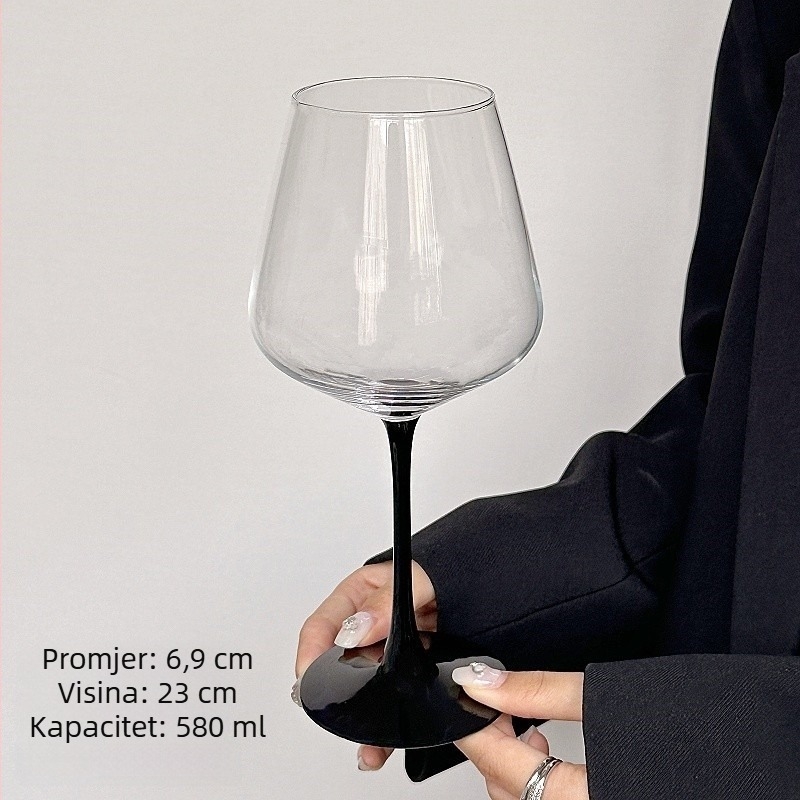 Čaša za crveno vino u europskom stilu od kristalnog stakla, visoka čaša s crnim leptir-uzorkom, burgundijsko vino