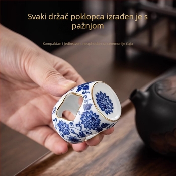 Vintage plavo-bijela porcelanska držač poklopca za visoko-kvalitetni Yixing glineni čajnik, keramički stalak, Gongfu set dodatak i dekor za izlaganje čaja
