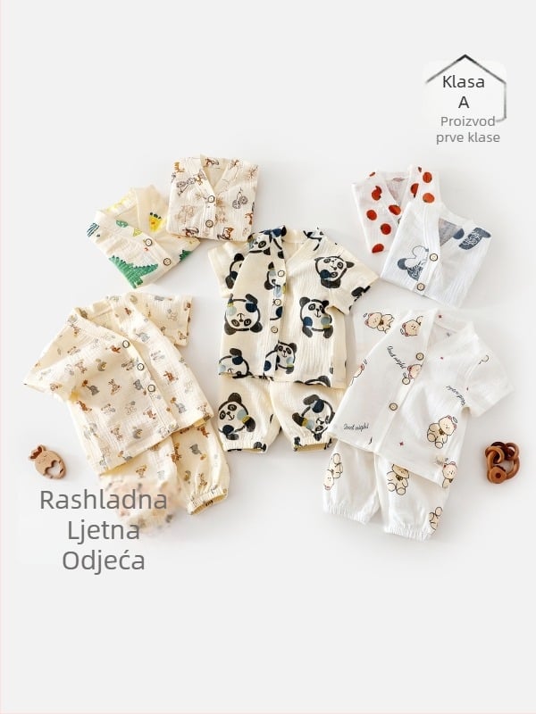 Dječji dvodijelni set od pamuka s otiskom, ljeto, kratki rukavi, unisex