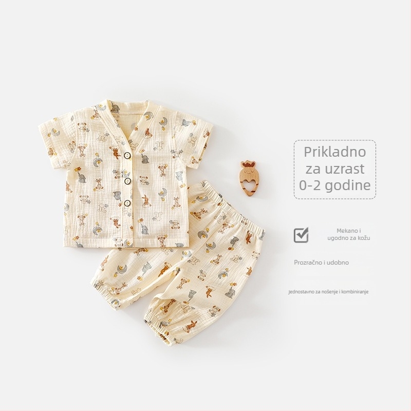 Dječji dvodijelni set od pamuka s otiskom, ljeto, kratki rukavi, unisex
