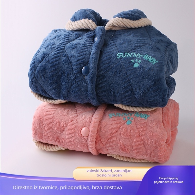 Zimski dječji set pidžama s trostrukim punjenjem, debeli flanel, topao, za kućnu upotrebu, unisex
