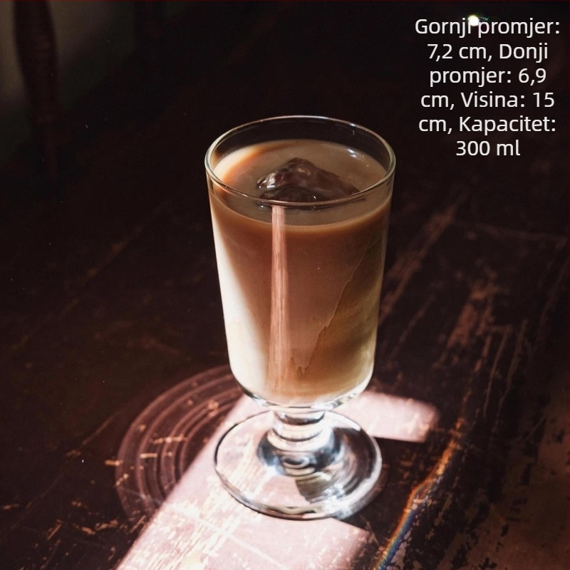 Elegantna staklena čaša za napitke: hladni latte, kava i sokovi