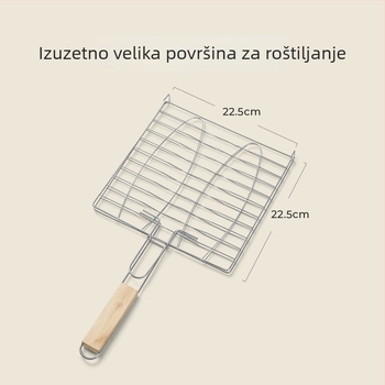 Vanjski alati za roštilj s drškom: štipaljke za ribu, mreža za roštilj, mreža za hamburger