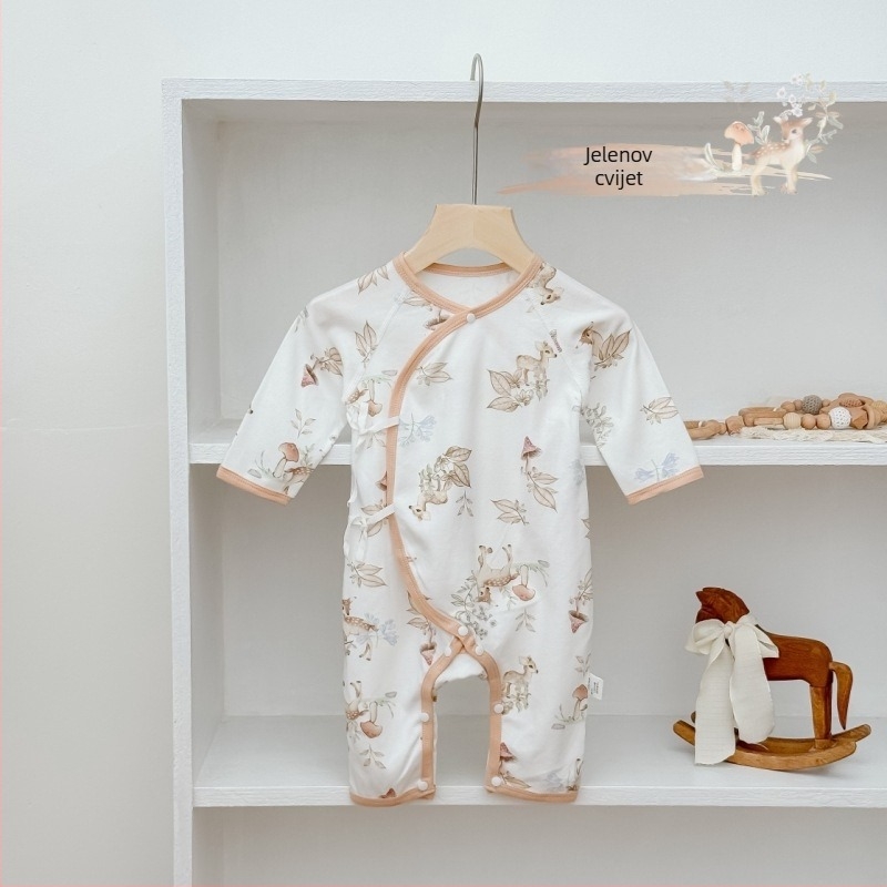 Pamučni dugački rukavi bebi overál, unisex, novorođenče, monaški stil, sve sezone