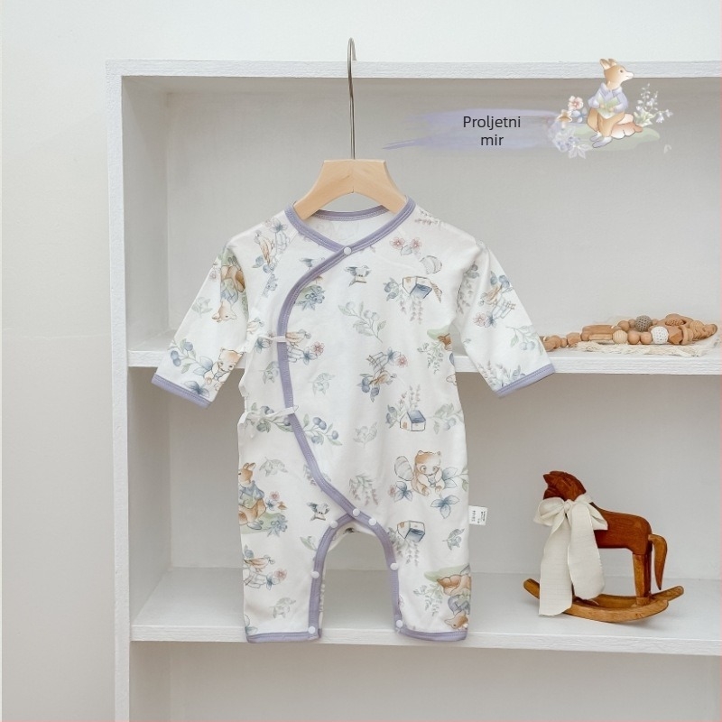 Pamučni dugački rukavi bebi overál, unisex, novorođenče, monaški stil, sve sezone