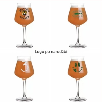 Teku čaša za craft pivo s logom, tulipan obliku, kristalno staklo
