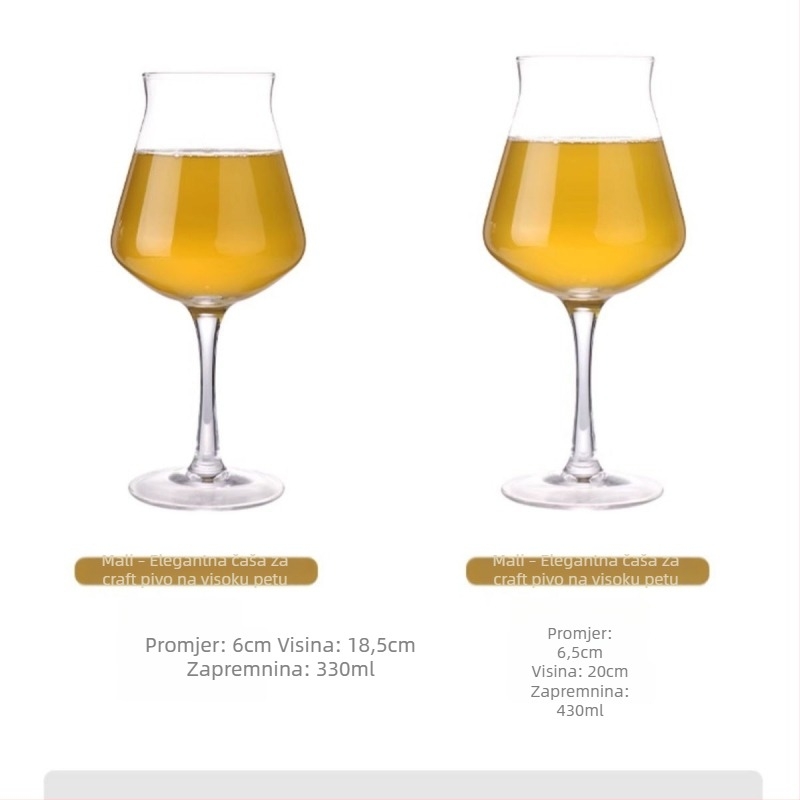 Teku čaša za craft pivo s logom, tulipan obliku, kristalno staklo