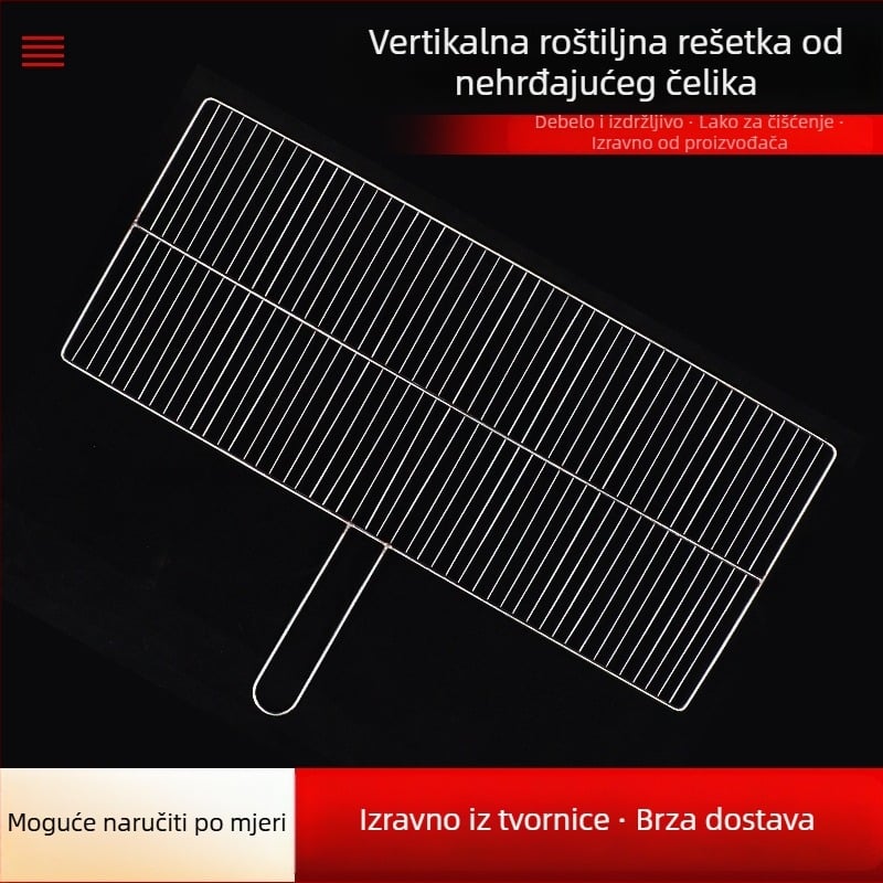 Nehrđajući čelik roštilj mreža s ručkom, jednoslojna vertikalna mreža za meso i povrće