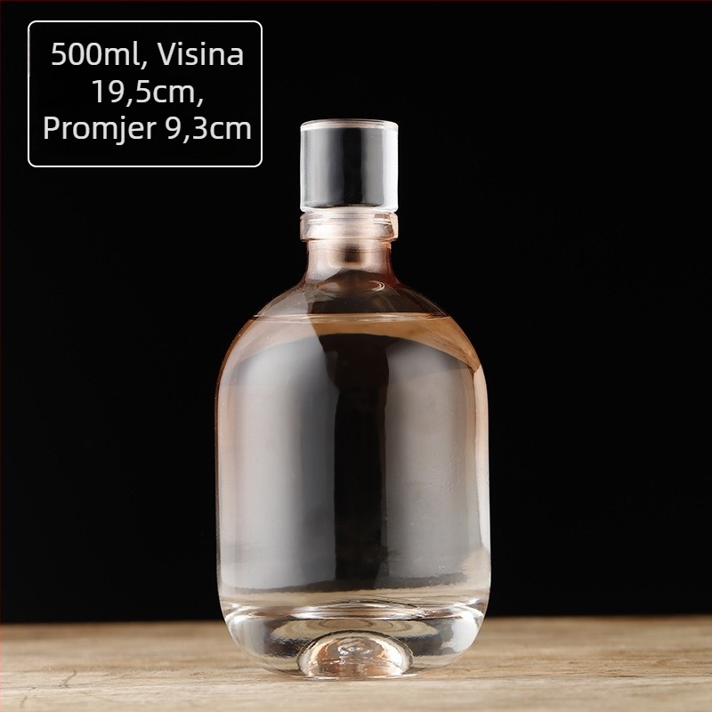 Staklena boca s gradijentom boja za liker, 500 ml, prozirna boca za voćno vino i kućnu fermentaciju.