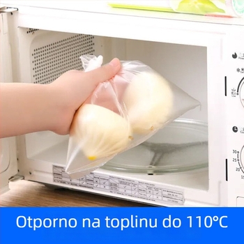 Jednokratne vrećice za pohranu hrane, kućne vrećice u roli sa zatvaranjem, deblje vrećice za voće i kuhinju, mikrotalasno sigurne