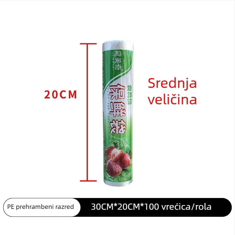 Jednokratne vrećice za pohranu hrane, kućne vrećice u roli sa zatvaranjem, deblje vrećice za voće i kuhinju, mikrotalasno sigurne