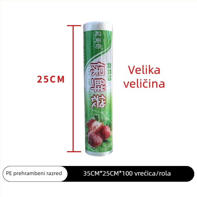 Jednokratne vrećice za pohranu hrane, kućne vrećice u roli sa zatvaranjem, deblje vrećice za voće i kuhinju, mikrotalasno sigurne