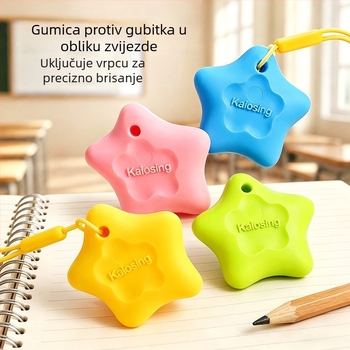 Gumica u obliku zvijezde protiv gubitka, precizno brisanje, otporna na trošenje, s ugrađenim najlansom za pričvršćivanje, višenamjenska, tekstura kože nalik dopaminu