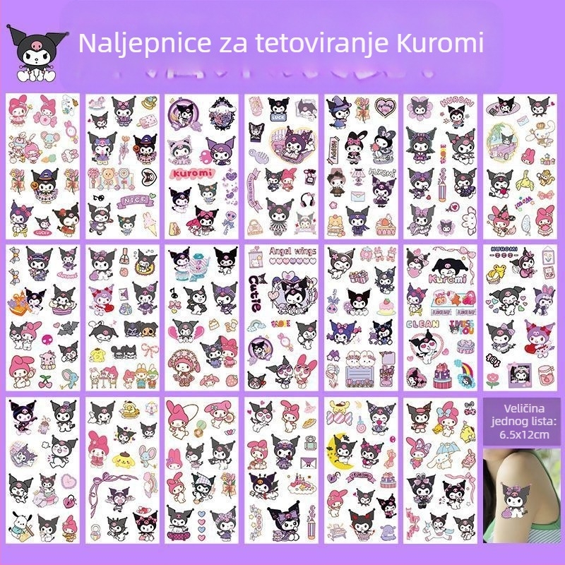 Vodootporne privremene tetovažne naljepnice za djecu s Kuromi, Capybara i Melody