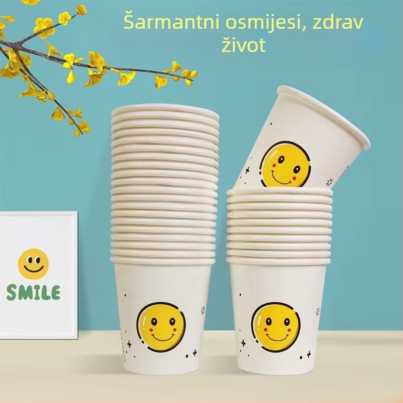 Three Bamboos karikatura papirnate šalice, debeli jednokratni čajni čaše za kućnu upotrebu, 101–200 ml, paket od 50 komada, mogućnost ispisa logotipa