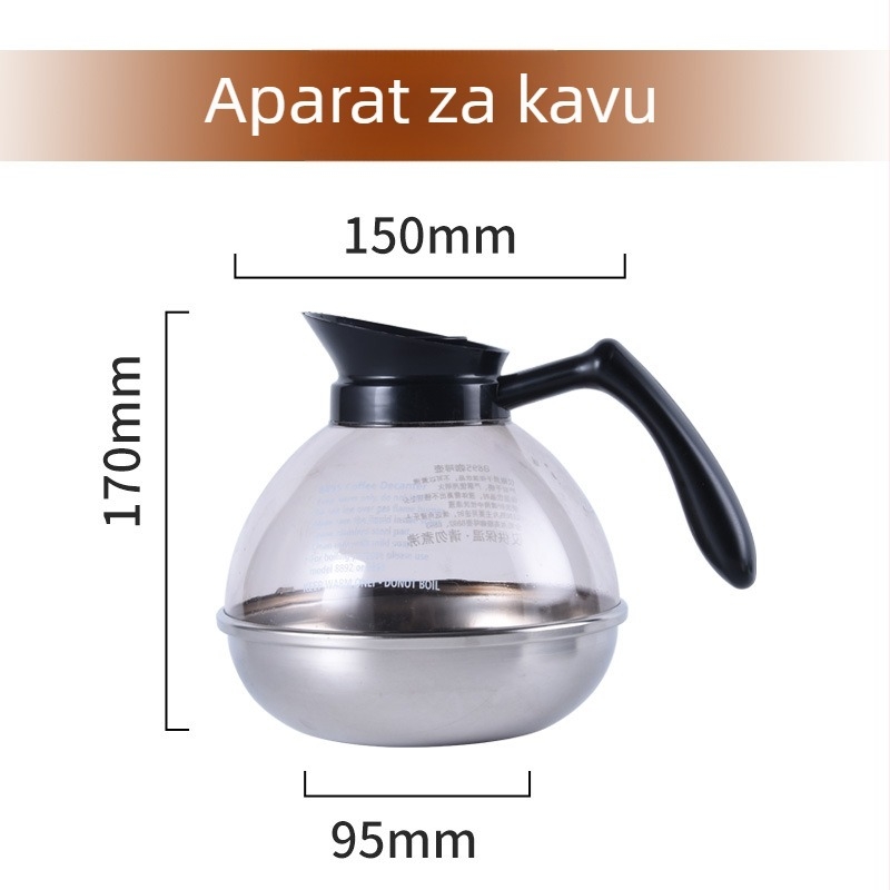 Izolirani uređaj za kavu s dvostrukom posudom i grijanjem, posuda s nehrđajućim dnom, za bar i kafić