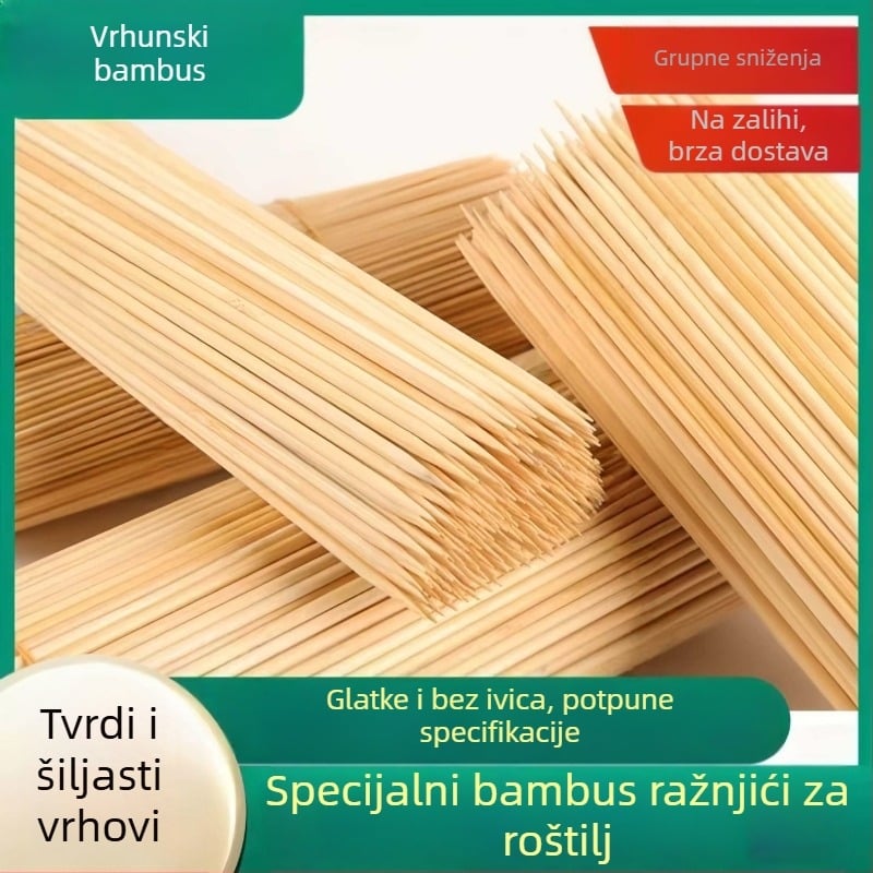 Kvalitetni bambus štapići za jednokratnu upotrebu za roštilj, pogodna za kućnu i komercijalnu upotrebu, idealna za pržene ražnjiće