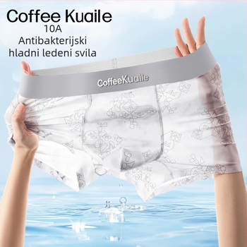 Muške bokserice od ice silk, s prozračnom mrežicom, antibakterijske, ružičasti geometrijski uzorak