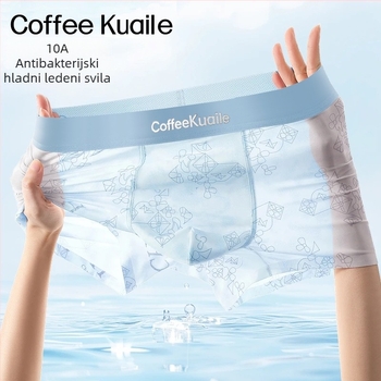 Muške bokserice od ice silk, s prozračnom mrežicom, antibakterijske, ružičasti geometrijski uzorak