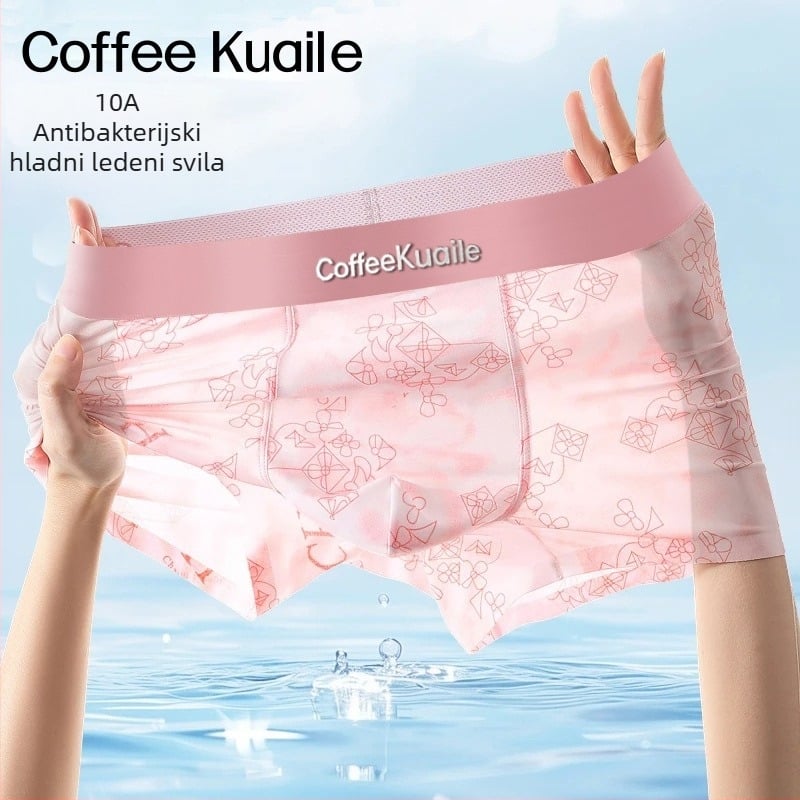 Muške bokserice od ice silk, s prozračnom mrežicom, antibakterijske, ružičasti geometrijski uzorak