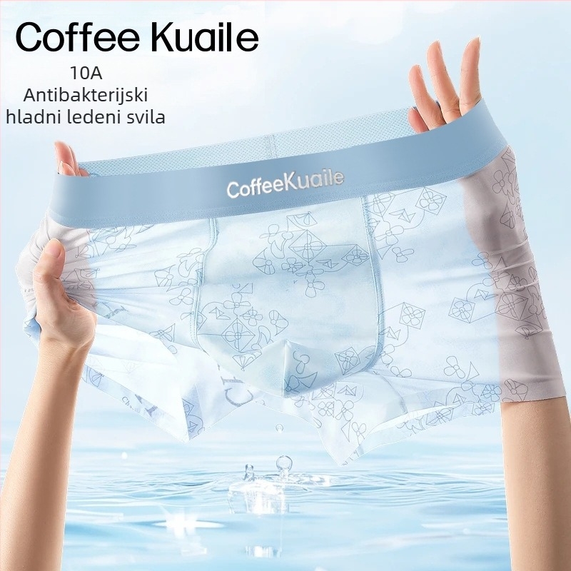 Muške bokserice od ice silk, s prozračnom mrežicom, antibakterijske, ružičasti geometrijski uzorak