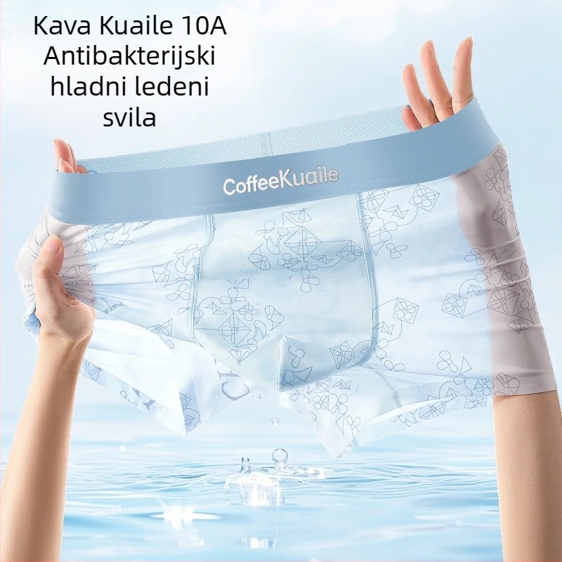 Muške bokserice od ice silk, s prozračnom mrežicom, antibakterijske, ružičasti geometrijski uzorak