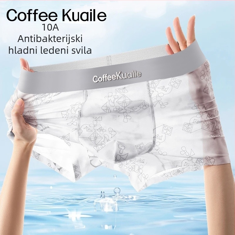 Muške bokserice od ice silk, s prozračnom mrežicom, antibakterijske, ružičasti geometrijski uzorak